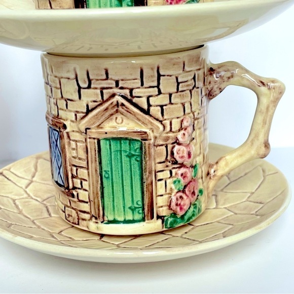 Sylva Ceramics Cottage Teacup Saucer Set Staffordshire Hand Painted Engl… - Picture 5 of 9